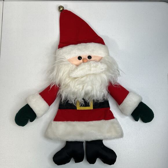 Vintage 1981 Hallmark Santa Christmas Stocking Bag Card Holder Hanging Plush - Picture 2 of 11